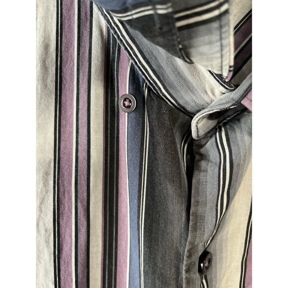 Vtg Tommy Bahama Men’s XXL Striped Shirt – Silk Blend Button Down, Gray Purple B - Picture 3 of 6